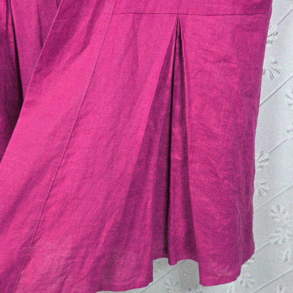 Comtesse Linen Open Front Kimono Jacket Size‎ 1 Magenta Pleated Made in Israel - Picture 5 of 10